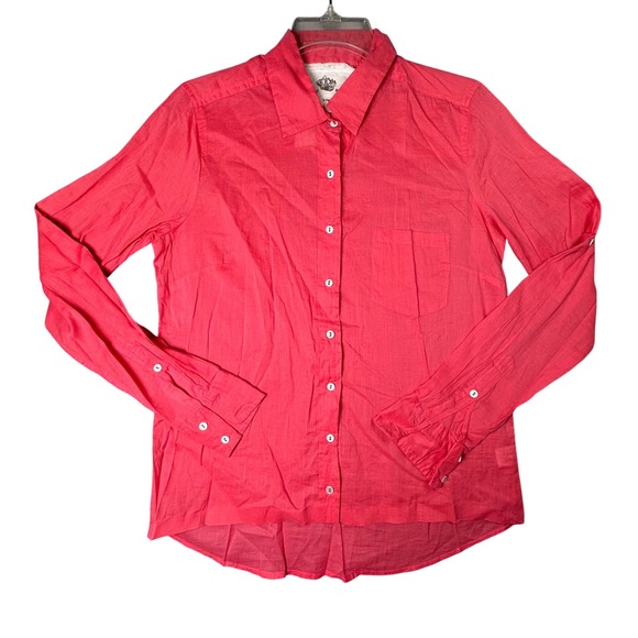 Shirts by Cine Tops - Shirts by Cine Cotton Button Down Shirt Roll Tab Sleeve Small Coral Pink Office